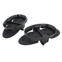 photo of jlm marine mercruiser exhaust flapper water shutter 807166a3 2, black plastic mounts with oval rims and flat bases, diagonal placement