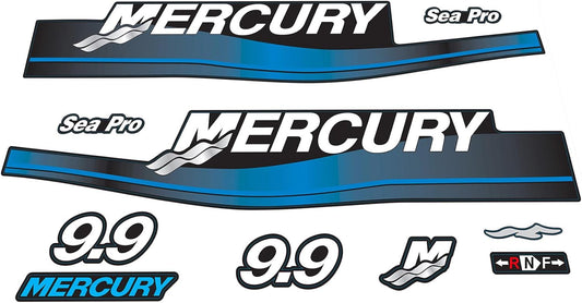 Mercury 9.9 HP Outboards Motor Top Cowl Cove Decal Sticker Set 826335A00, 12836A00, 803158A00, 895197A05 - JLM Marine - JLM Marine Boat Parts Limited