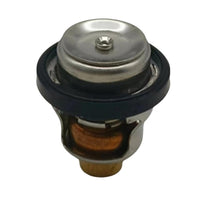 photo of a JLM Marine thermostat, 60°c, 17670-94402, with silver dome, black seal, and brass fitting, showing copper wax pellet interior