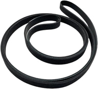 photo of JLM Marine serpentine belt for Mercruiser V8 5.0L 7.4L engines 1998-2004, black multi-ribbed belt coiled with white stitching detail