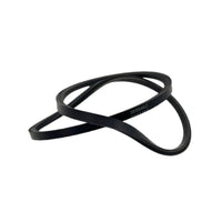 photo of jlm marine v-belt 3858462 for mercruiser volvo penta omc 3 0l 8 2l engines, black rubber with white part number marking, coiled configuration