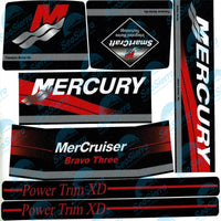 Red MerCruiser Bravo Three Decal Kit 37-805338A93 - Premium Red Engine Cowl Sticker Set