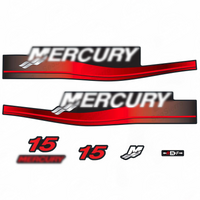 Mercury 15HP 2-Stroke Outboard Engine Decal Set - Red Sticker Kit (Replaces OEM 13478A00)