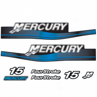 Mercury 15HP Four-Stroke Outboard Engine Blue Decal Kit – Premium Replacement Stickers for 1999-2006 Models (Replaces OEM 37-802739A06)