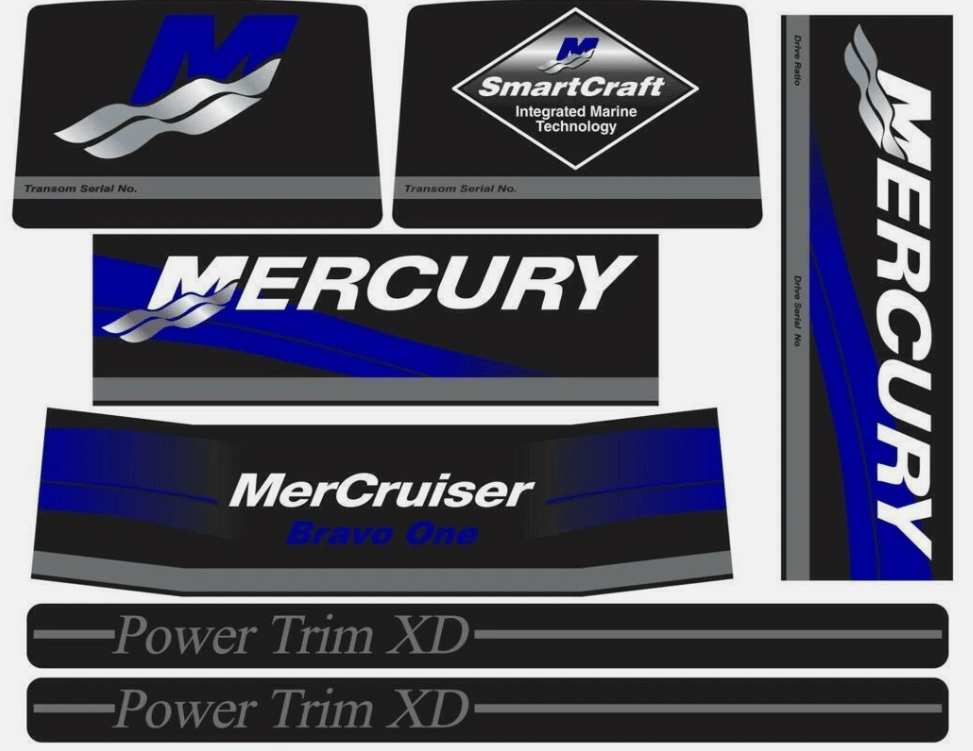 Mercury OEM-Style Alpha One Gen 2 Sticker Set – Gray With Red Trim (New)