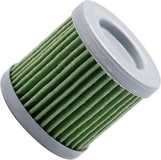 photo of JLM Marine fuel filter element 16911-zy3-010 for Honda BF 90-250 HP, cylindrical with green pleated filter material, silver metal cap and band