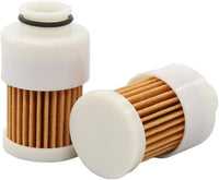 photo of JLM Marine fuel filter element for Mercury 75-115 HP 881540, pleated tan paper, white plastic casing, O-ring on top filter