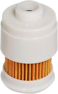 photo of JLM Marine fuel filter element for Yamaha 150-250 hp, 68f-24563-00-18-79980, white plastic casing with pleated orange element