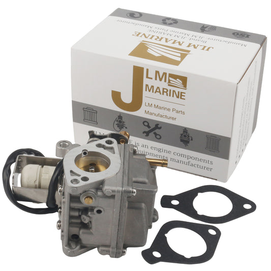 photo jlm marine carburetor 6ah-14301-00 with brass fittings for yamaha 15-20 hp engines and black gaskets