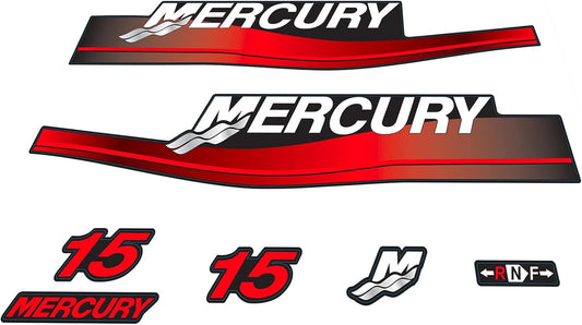 Mercury 15 HP Outboards Motor Top Cowl Cove Decal Sticker Set 826305A01 13478A00, 802739A00, 37 - 859267 - 5 - JLM Marine - JLM Marine Boat Parts Limited