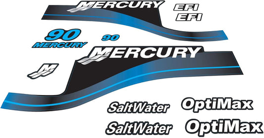 Mercury 90 HP Outboards Motor Top Cowl Cove Decal Sticker Set 823417A00, 826321A00, 804857A00, 881841A01 - JLM Marine - JLM Marine Boat Parts Limited