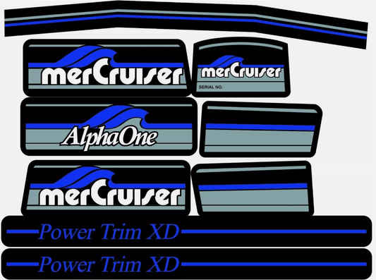 13682A90 Mercury MerCruiser Stern Drive Engine Red Decals Sticker Kit Set 37 - 13682A90 Fit Alpa One - JLM Marine - JLM Marine Boat Parts Limited