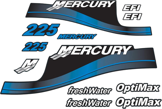 Mercury 225 HP Outboards Motor Top Cowl Cove Decal Sticker Set 824105A00,855408A00,824105A02 - JLM Marine - JLM Marine Boat Parts Limited
