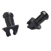 throttle lever linkage swivel bushing for mercury mercruiser 23-932481 jlm marine two black plastic clips with cylindrical shafts and flared mushroom-shaped heads