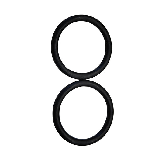 photo of jlm marine water pump impeller kit o rings for johnson evinrude 14 25 28 hp 395270 with two black rubber o-rings in an eight shape on white background