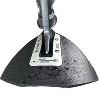 photo of JLM Marine whale tail hydrofoil stabilizer with SPORT 300 inscription and trident symbol, black textured surface