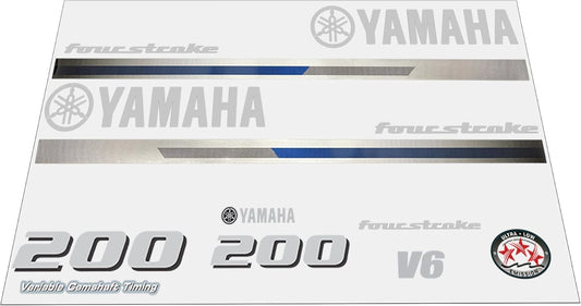 Yamaha 200 HP Outboards Motor Top Cowl Cove Decal Sticker Kit - JLM Marine - JLM Marine Boat Parts Limited