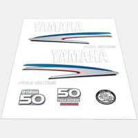 Yamaha 50 HP Outboards Motor Top Cowl Cove Decal Sticker Kit - JLM Marine - JLM Marine Boat Parts Limited