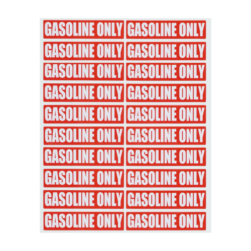 Gasoline Only Decal Stickers – Fits Multiple Fuel Tanks & Marine Applications (20-pack)