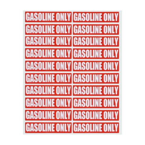Gasoline Only Decal Stickers – Fits Multiple Fuel Tanks & Marine Applications (20-pack)
