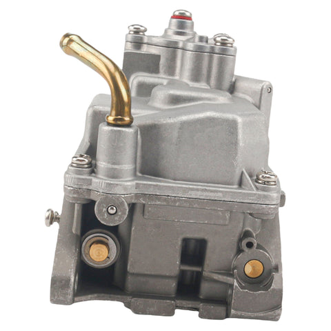 photo of JLM Marine carburetor for Tohatsu Nissan NSF 9.8hp 3DP031000, gray metal with brass fittings and silver screws