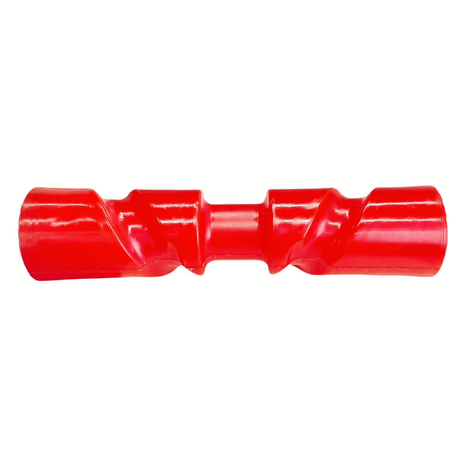 photo of jlm marine 12-inch self-centering keel roller red with spiral grooves and indentations