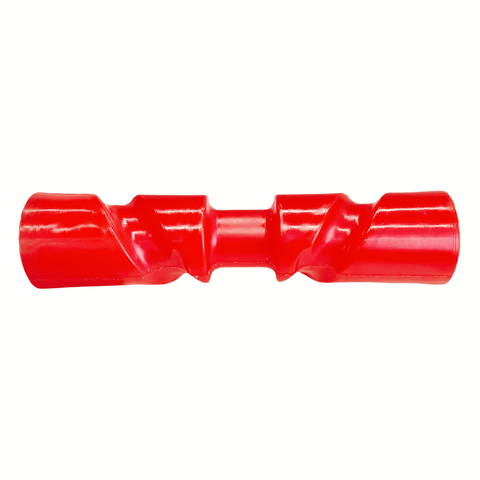 photo of jlm marine 12-inch self-centering keel roller red with spiral grooves and indentations
