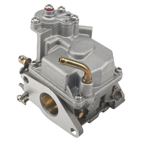 carburetor for tohatsu nissan mfs nsf 9.8hp 3dp031000 silver 3dp-03100-0 carburetor front view with brass fuel inlet and mounting plate