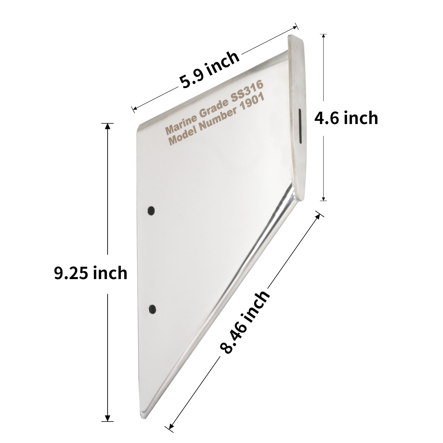 JLM Marine Skeg Guard model 1901 - dimension drawing