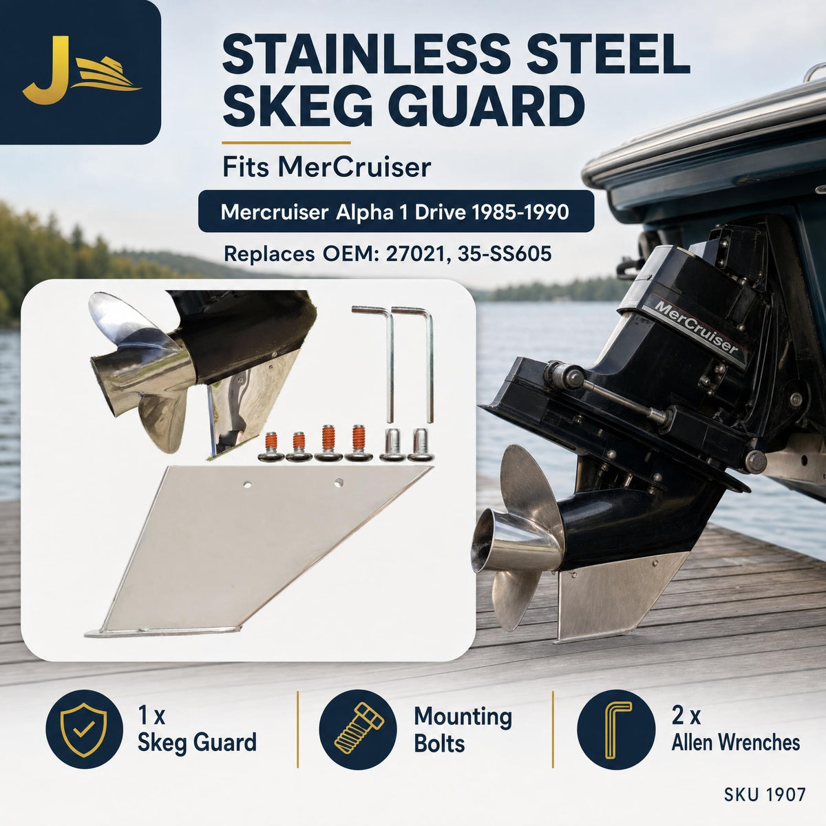 Skeg Guard for MerCruiser Alpha I 1985-1990 (Replaces 27021)