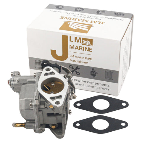JLM Marine carburetor for Tohatsu Nissan MFS NSF 9.8hp 3dp-03100-0, silver metal with brass fittings, includes two grey gaskets