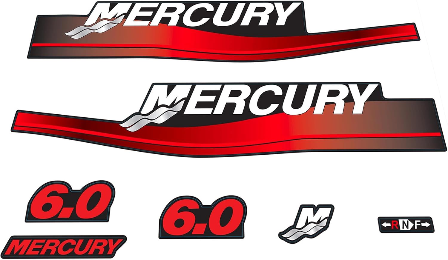 Mercury Models Sticker Mercury 6 HP Outboards Motor Top Cowl Cove Decal Sticker Set 808522A00 ...