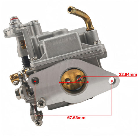 photo of jlm marine carburetor for tohatsu nissan mfs nsf 9 8hp 3dp 03100 0 with brass fuel fitting and mounting plate with two bolt holes