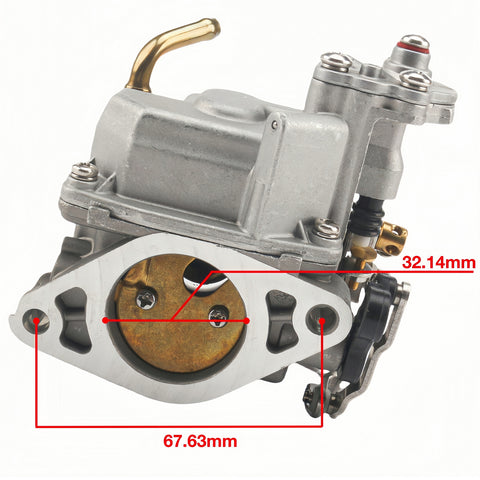 close-up carburetor for tohatsu nissan mfs nsf 9.8hp 3dp031000 silver metal brass black accents two mounting holes