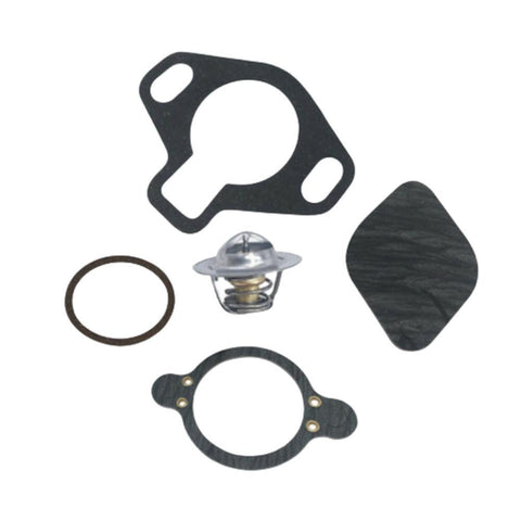 thermostat kit 160 for mercruiser v6 v8 4.3l 5.0l 5.7l 7.4l 8.2l q5 807252q5 photo thermostat silver metal domed cap spring mechanism black kidney gasket circular gasket teal ring gasket diamond gasket