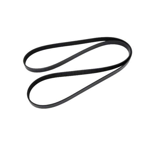 photo, JLM Marine serpentine belt for Mercruiser V6 V8 Alpha Bravo 1999-2016, black multi-ribbed, curved, white background
