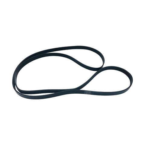 photo of JLM Marine serpentine belt 57-865615q03 for Mercruiser V6 V8 Alpha Bravo, black rubber, looped shape, white background