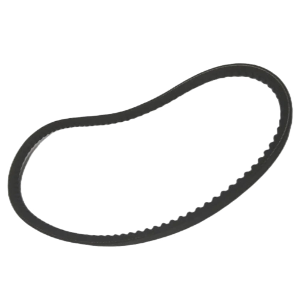 photo of jlm marine 57-13457 v-belt with prominent grooves, clean black ribbed serpentine belt on white