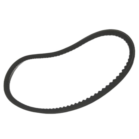photo of jlm marine 57-13457 v-belt with prominent grooves, clean black ribbed serpentine belt on white