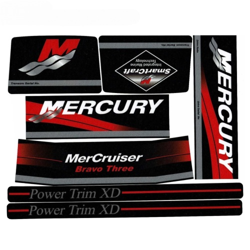 Red MerCruiser Bravo Three Decal Kit – Fits Mercury MerCruiser Bravo 3 Drives (Replaces 37-805338A93)