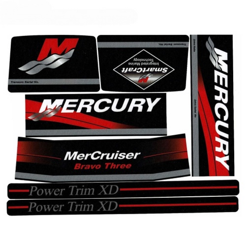 Red MerCruiser Bravo Three Decal Kit – Fits Mercury MerCruiser Bravo 3 Drives (Replaces 37-805338A93)