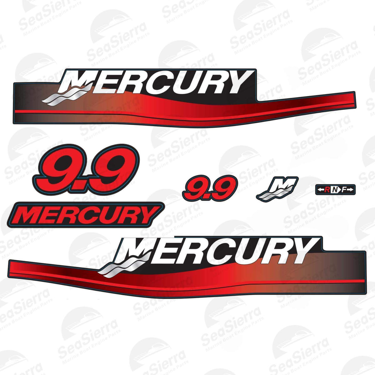 Mercury 9.9HP Outboard Decal Set – Fits Mercury 9.9HP 2-Stroke & 4-Stroke (Replaces 37-12836A00, 37-12836A96, 37-12836A94)