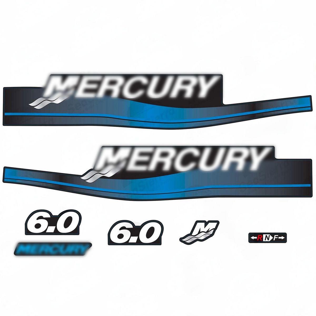 Mercury 6hp Outboard Decal Kit – Blue/Red – Fits 1999-2006 All Models – Made In USA
