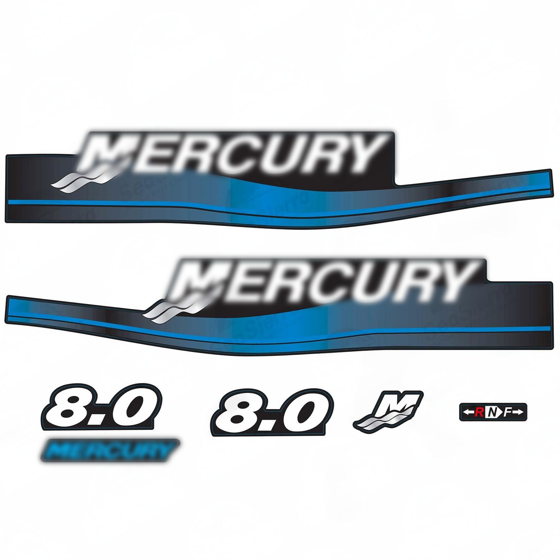 Engine Kit Sticker Mercury 8 HP Outboard Decal Kit - Blue Sticker Set for 2-Stroke Engines ...