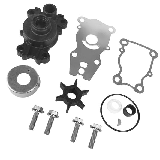 jlm marine water pump impeller kit 63d-w0078-2 for yamaha 40 50 hp 2 stroke black plastic housing metal impeller gaskets bolts o-ring