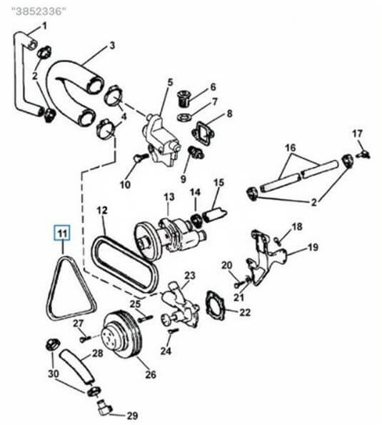 Marine V-Belt for Volvo Penta 5.0L, 5.7L, 5.8L V8 Engines (3852106) - JLM MARINE