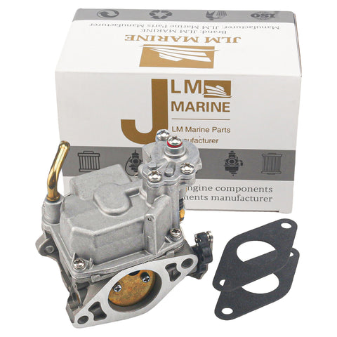 photo of jlm marine carburetor for tohatsu nissan 9.8hp mfs nsf 3dp-03100-0 silver metal with brass fittings machined screws and two black gaskets