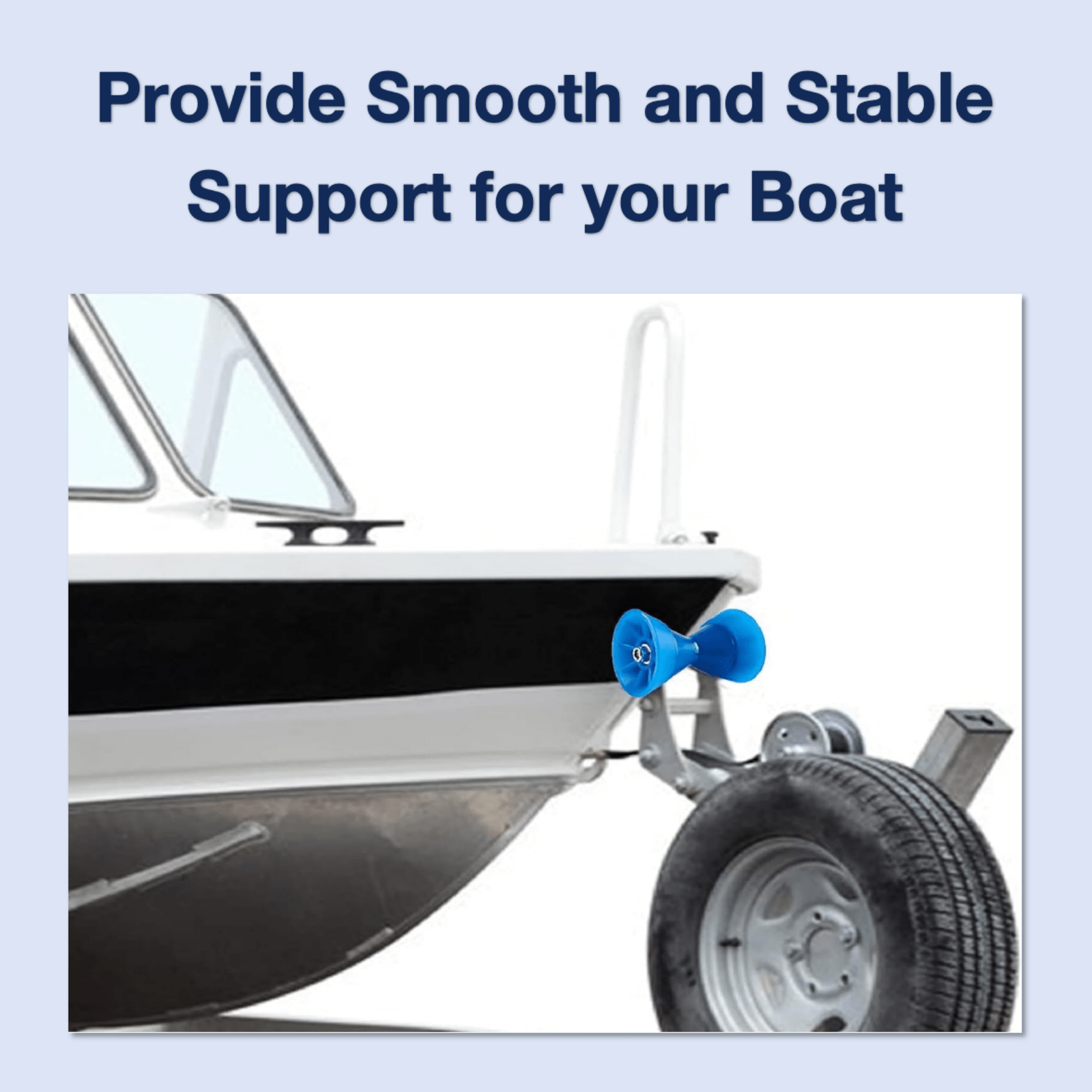 boat trailer roller polyurethane red 3x5 JLM Marine bell-shaped blue roller on white boat trailer