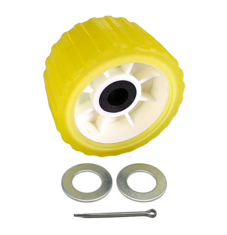 3 inches x 5 inches 4PCs Boat Trailer Poly Ribbed Wobble Rollers by 3/4 inches Shaft - JLM MARINE