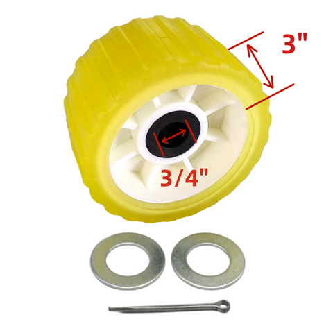3 inches x 5 inches 4PCs Boat Trailer Poly Ribbed Wobble Rollers by 3/4 inches Shaft - JLM MARINE